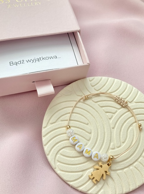 Bransoletka na sznurku z napisem, ZAWIESZKA do wyboru