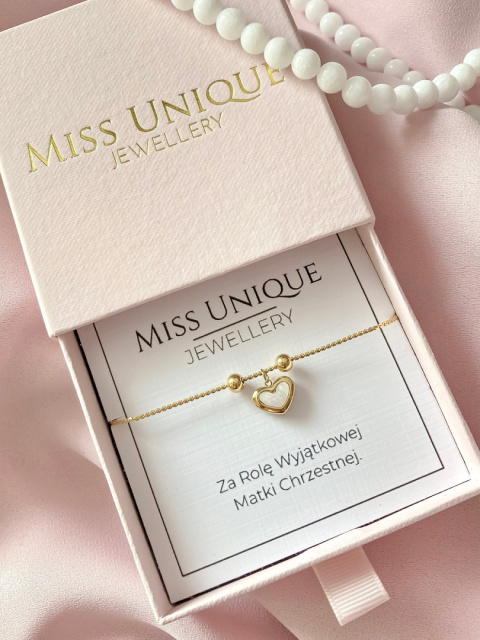 Bransoletka ze stali szlachetnej z perłowym serduszkiem