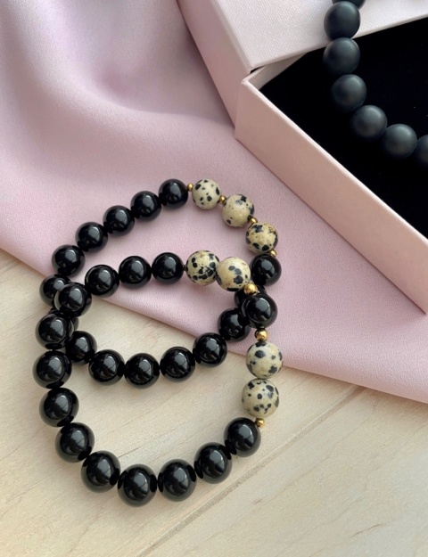 Bransoletka Jaspis dalmatyński & Onyks Glow