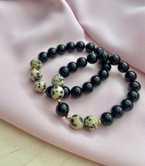 Bransoletka Jaspis dalmatyński & Onyks Glow